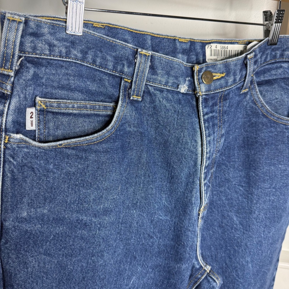 Carhartt FR Flame Resistant HRC 2 Mens Blue Denim Straight Leg Work Jeans 35x32
